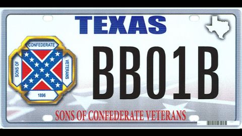 Image provided by the Texas DMV shows the design of a proposed Sons of Confederate Veterans license plate.