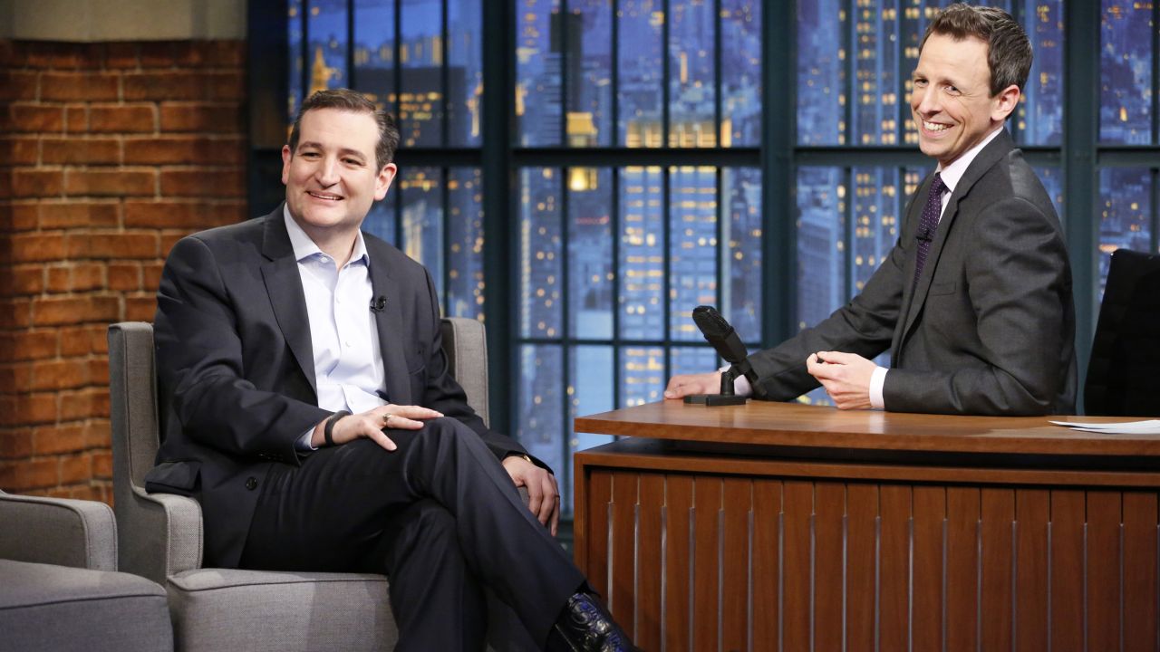 "Late Night" host Seth Meyers interviews Cruz on Monday, March 16.