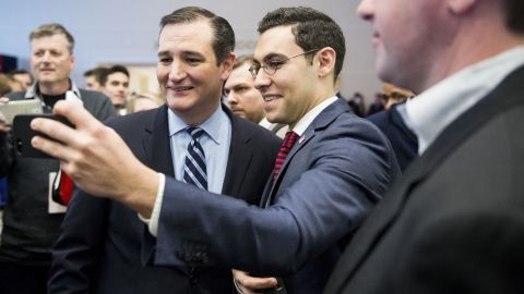 Cruz poses for a selfie following his February speech at the Conservative Political Action Conference in National Harbor, Maryland.