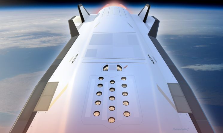 Chang's imaginary scramjet has windows on top and none on the sides. It would hold 30 to 40 passengers, who would sit in the center of the aircraft. This plane would have no pilot in the traditional sense, says Chang. It would likely be controlled by some kind of automated pilot system. 