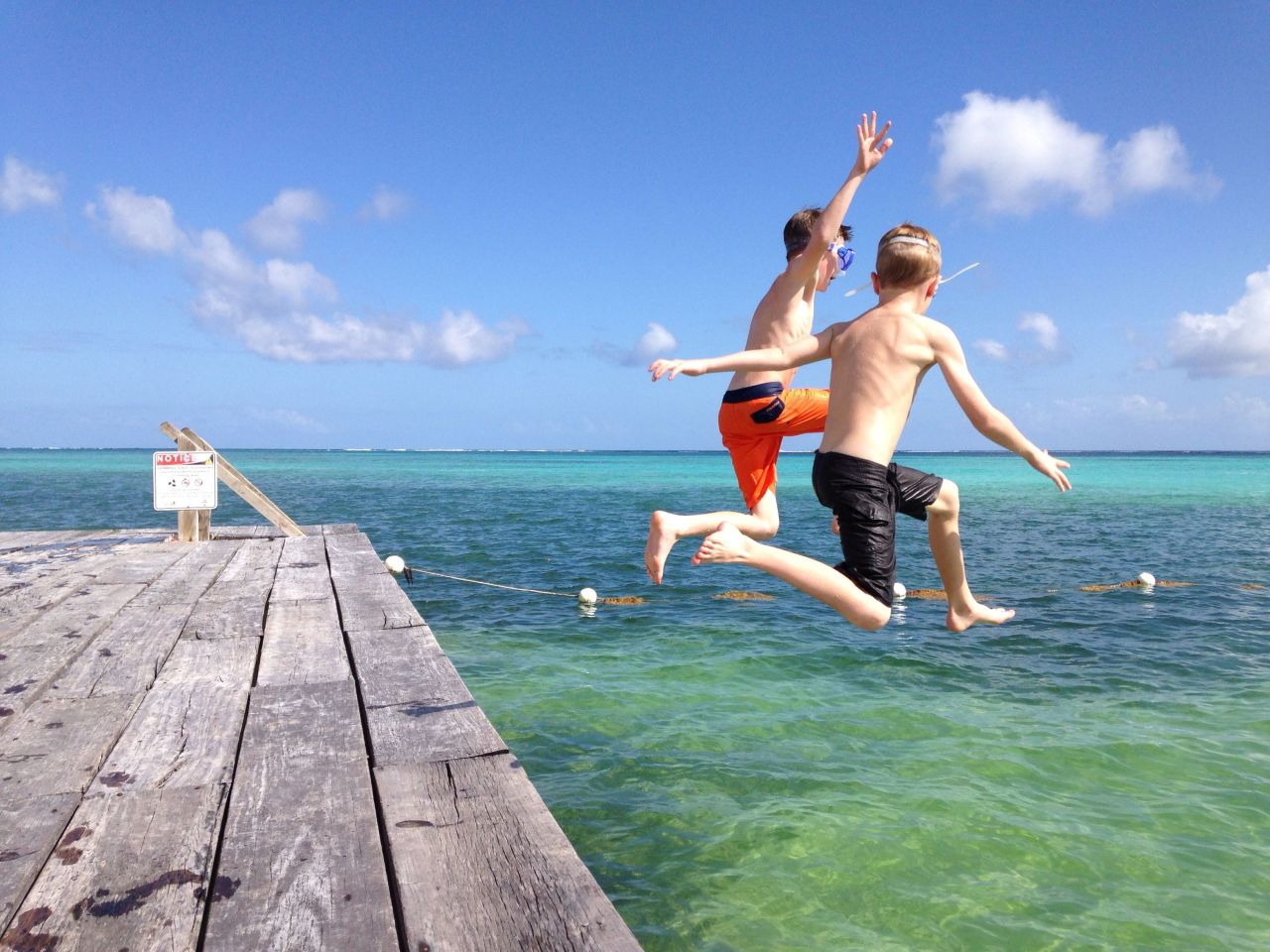 <a href="http://ireport.cnn.com/docs/DOC-1221638">Courtney Hershberger</a> took this shot of her sons Ty and Luke jumping off the dock at Las Terrazas resort on Ambergris Caye. It was Christmas Day 2013. Ambergris Caye is Belize's largest island.<br />