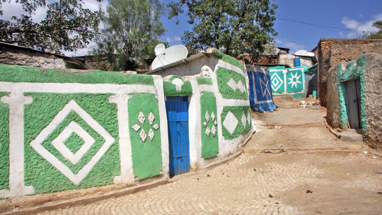 One of the colourful painted alleyways in Harar's Jugal, the 16th-century fortification within the modern city.