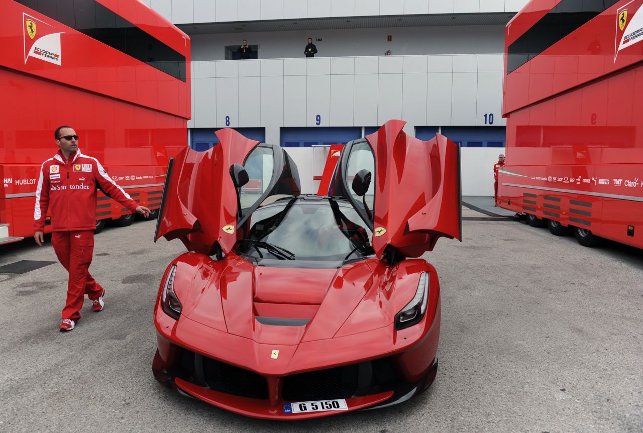 "LaFerrari" -- one of 499 in existence -- is a hybrid car that boasts a maximum speed in excess of 350 km/h (217 mph).