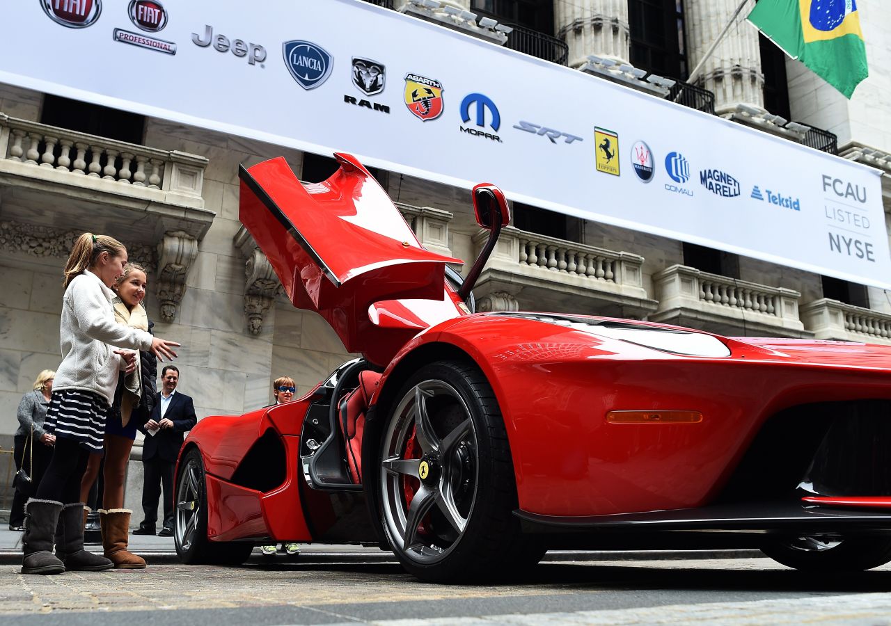 A LaFarrari, which costs in excess of the $1.5 million, was showcased in front of the New York Stock Exchange last October.
