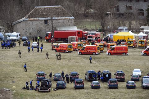 Response teams gather in Seyne-les-Alpes on March 24.