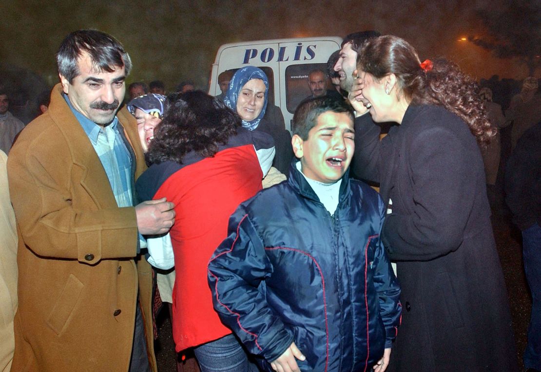 Relatives of plane crash victims are distraught outside a hospital in Diyarbakir after a Turkish Airlines plane crashed.
