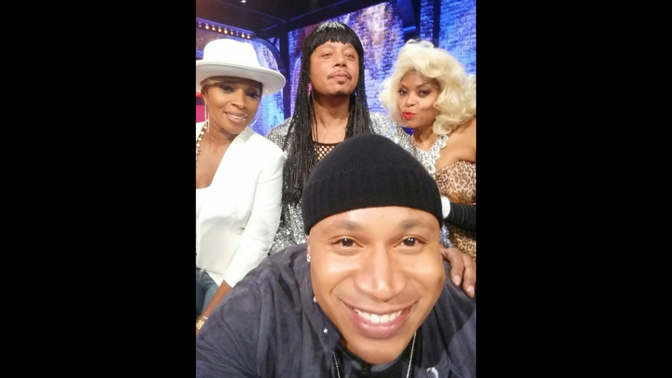 LL Cool J takes a selfie in front of, from left, singer Mary J. Blige, actor Terrence Howard and actress Taraji P. Henson on Thursday, March 19. "The Empire crew goes to war on #LipSyncBattle. Lol insane!" <a href="https://instagram.com/p/0Zb2qFI6qd/?taken-by=llcoolj" target="_blank" target="_blank">wrote LL,</a> who hosts the show on Spike TV. The episode with the "Empire" stars airs April 2, he said.