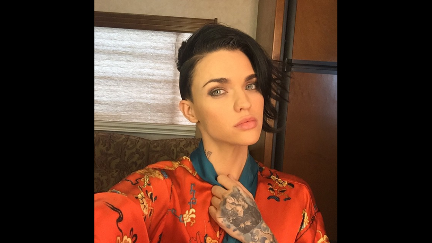 Model Ruby Rose, who is openly gay, <a href="https://instagram.com/p/0bNuaEsZR1/?taken-by=rubyrose" target="_blank" target="_blank">posted this selfie</a> Thursday, March 19, with the caption "Gay-sha styles."