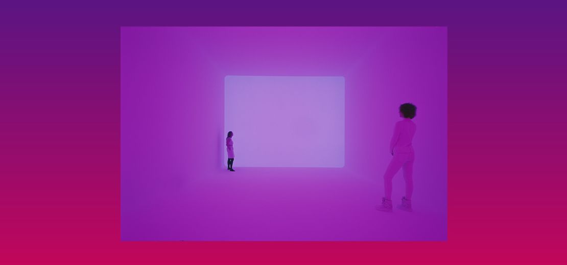 An installation from James Turrell's Ganzfeld collection. The artist is famed for his use of light and space. 