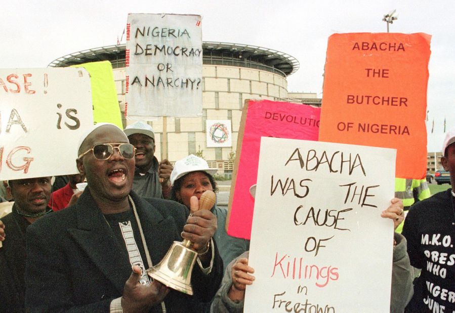 Political activist and writer Ken Saro-Wiwa and eight others are executed, sparking international outcry and forcing the Commonwealth of Nations to suspend Nigeria's membership for violating human rights and the principals of democracy. The ban lasts until 1999.