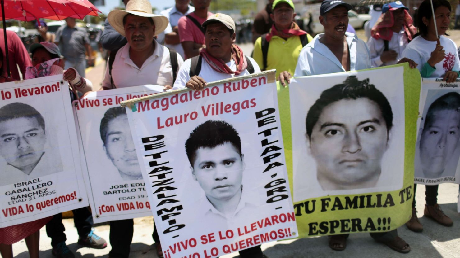 Parents and relatives of the 43 students from Ayotzinapa participate in a protest in Acapulco on March 24. 