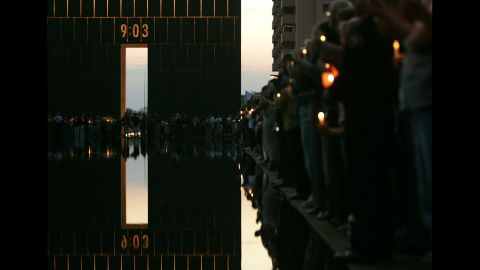 Ten years after the attack, a candlelight vigil is held at the Oklahoma City National Memorial.