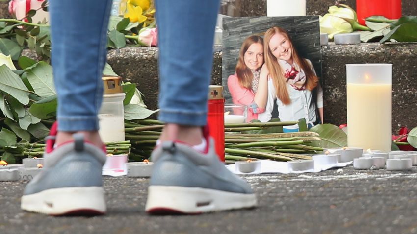 A photograph of one of the victims of Germanwings Flight 4U9525 stands among candles at the Joseph-Koenig-Gymnasium high school in Haltern, Germany.