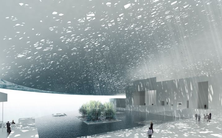 The interior design by<a href="http://www.jeannouveldesign.fr/en/" target="_blank" target="_blank"> Jean Nouvel</a> highlights a central feature of Arab architecture -- the dome. The Abu Dhabi Louvre will have a contemporary interpretation of the traditional dome, measuring 180 meters in diameter and perforated to allow sunlight through.