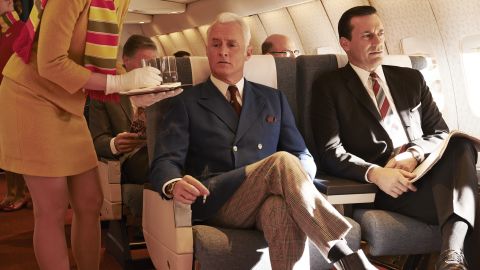 In honor of the final episodes of the last season of "Mad Men" we look back at the television show's wardrobe, which reflects the 1960s and inspired modern looks. One thing that hasn't changed much: the look of Don Draper, played by Jon Hamm, right.