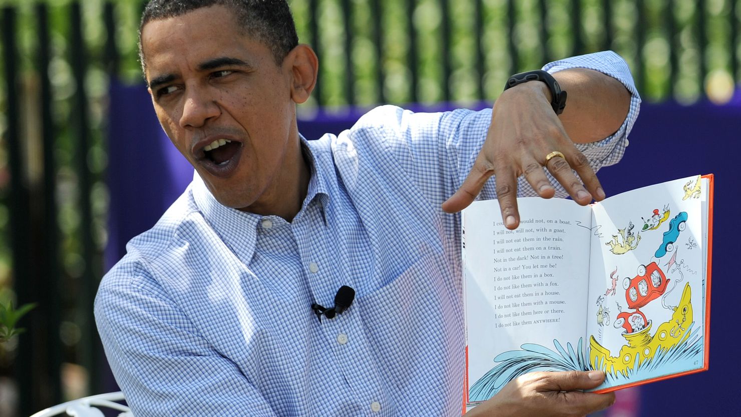 President Barack Obama reads "Green Eggs and Ham" -- a favorite of Ted Cruz's -- during the 2010 Easter Egg Roll at the White House. 