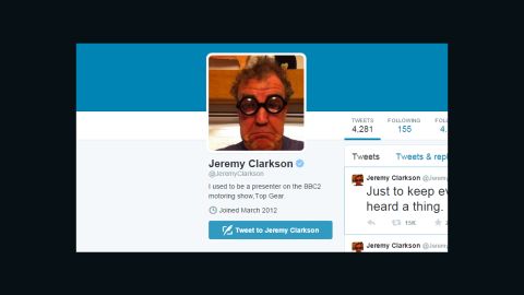 Jeremy Clarkson changed his Twitter profile bio at lightning speed.