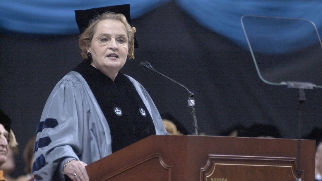 Former Secretary of State Madeleine Albright, shown earlier, addressed students at Tufts University on May 16.