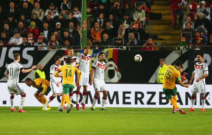 Mile Jedinak then stunned the world champions as he put Australia ahead with a free-kick five minutes after the interval -- it was his country's 1,000th goal in full internationals.