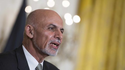 Afghanistan President Ashraf Ghani speaks during a joint press conference at the White House in Washington, DC, March 24, 2015. 