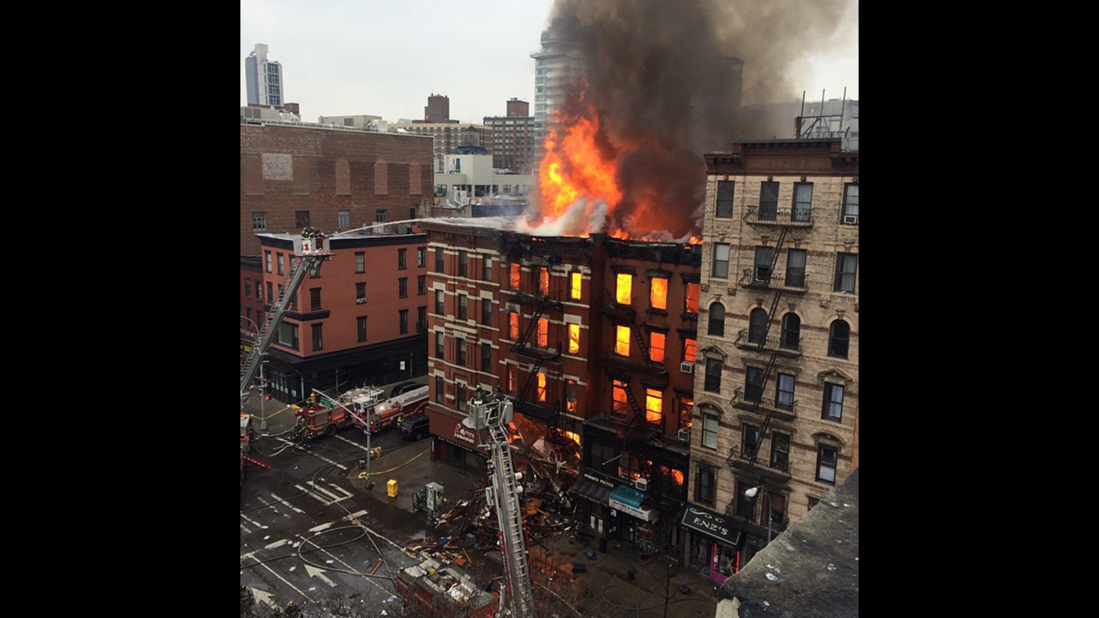 Fire can be seen enveloping much of the building in this image taken from Instagram. 