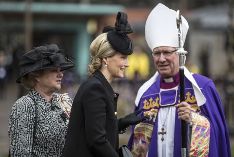 Sophie, Countess of Wessex, is greeted by Stevens at the cathedral.