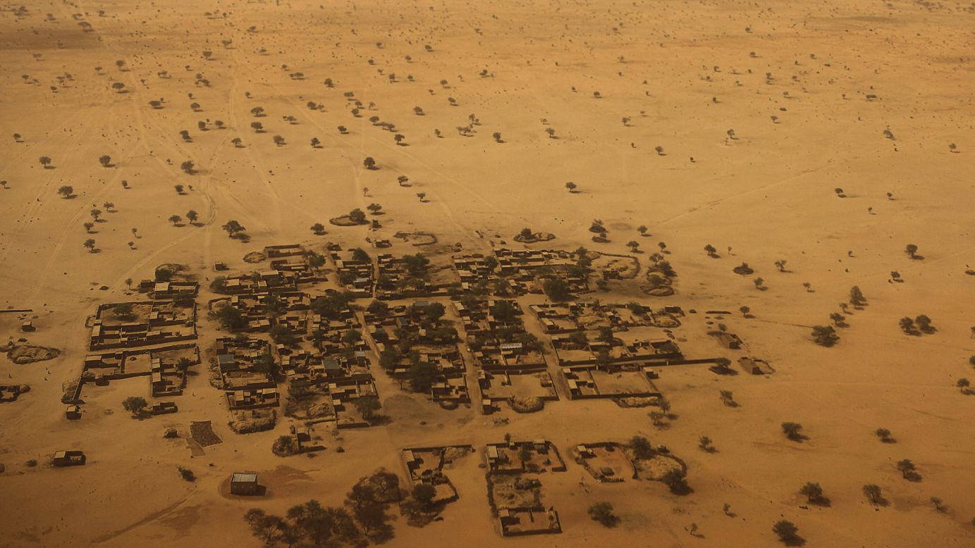 An aerial view of houses outside the town of Diffa, Niger, on Saturday, March 21.