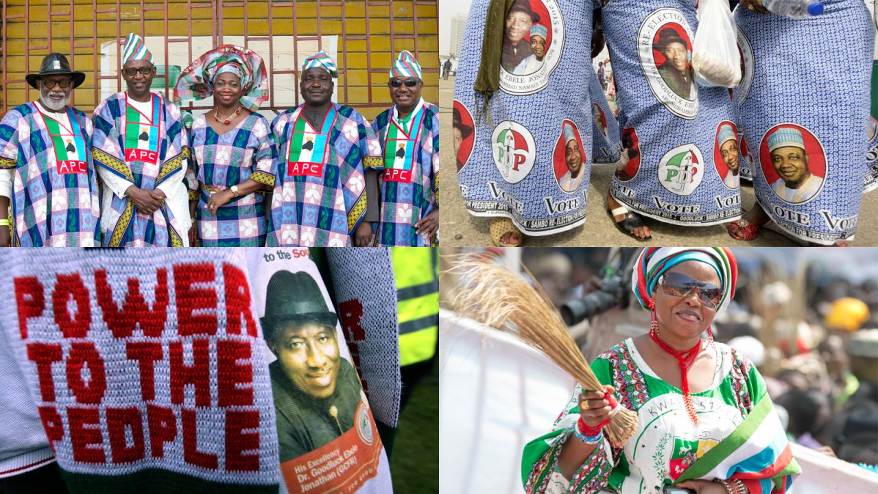 Nigerians like to wear their colors on their sleeve. Literally. When election time comes around, people go out of their way to design, make and wear outfits tailored to their political party. Bright, beautiful and in no way subtle, they're everywhere. CNN compiles the best of the 2014/15 collection, a vintage year for Nigerian political fashion.