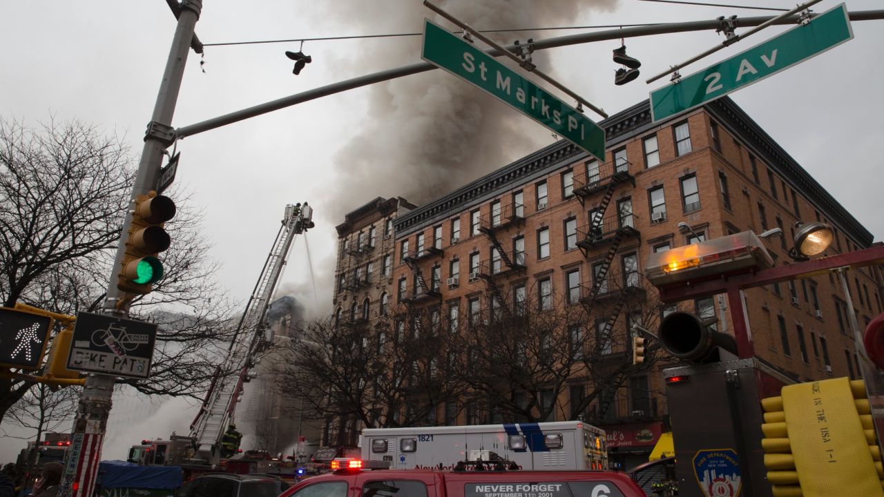 Emergency crews gather at the scene of the blaze. 