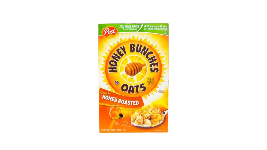 Honey Bunches of Oats, like Cheerios, have 3 grams of fiber per serving.