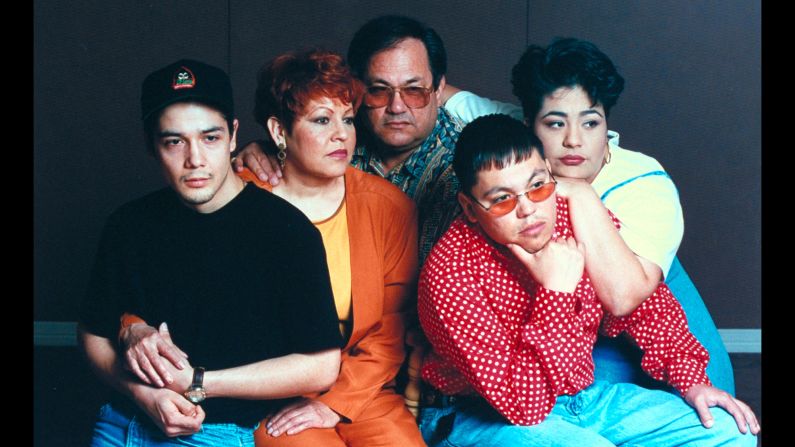 Music was the family business for Selena and her family. From left are her husband, Chris Perez, who played guitar in her band; her parents, Marcela and Abraham Quintanilla (her father created the band and was its manager); and siblings and bandmates A.B. (who played bass) and Suzette (who played drums).