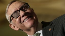 Senate Minority Leader Harry Reid (D-NV) answers questions during a press conference at the U.S. Capitol March 17, 2015 in Washington, D.C.