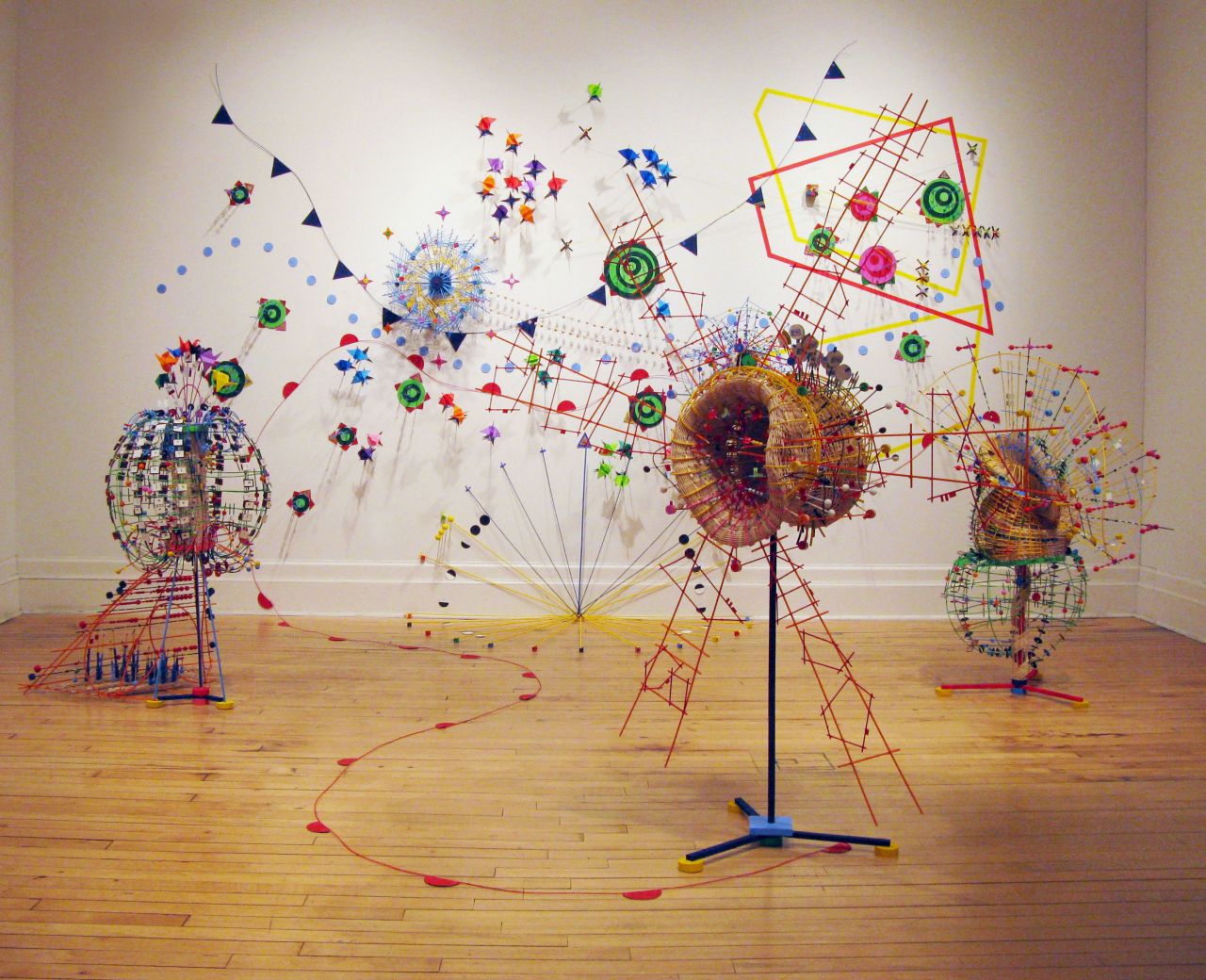 "By staying true to the numbers, these woven pieces tread an uneasy divide between functioning both as sculptures in space as well as instruments that could be used in the actual environment from which the data originates," says the artist.