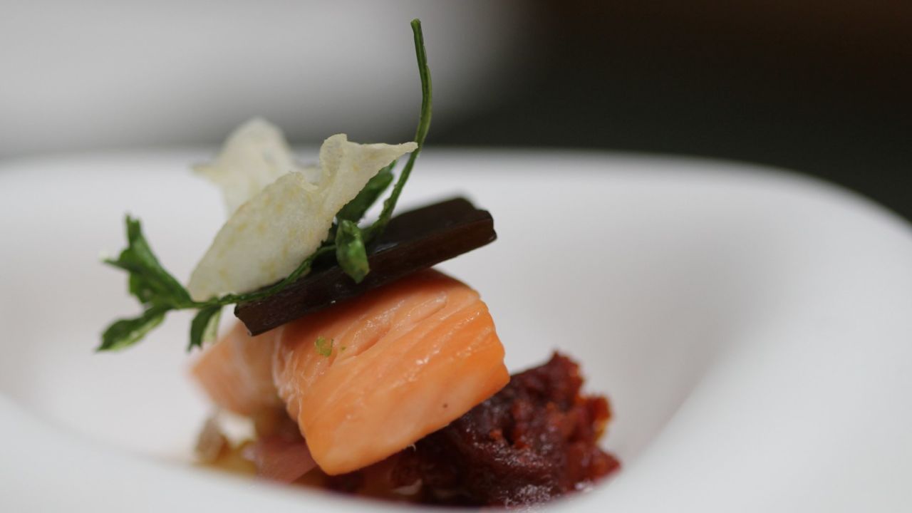 Trout marmitako: Crenn's take on the classic Basque stew. The ingredients are listed in the gallery above.