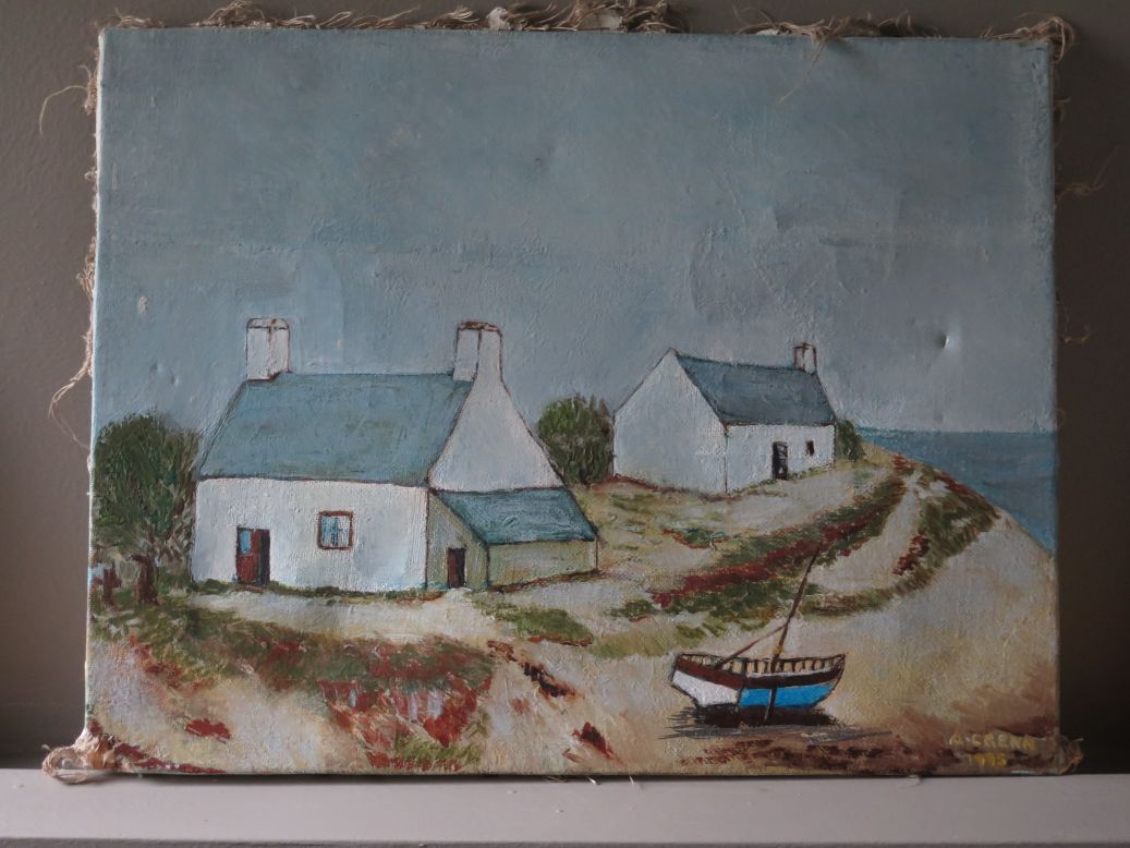 Paintings by Allain Crenn, Dominique Crenn's father, are displayed throughout Atelier Crenn. Most invoke warm sentiments from holidays on the seashore in the Brittany region in northwest France. 