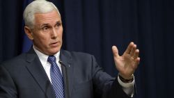 Indiana Gov. Mike Pence holds a news conference at the Statehouse in Indianapolis, Thursday, March 26, 2015. Pence has signed into law a religious objections bill that some convention organizers and business leaders have opposed amid concern it could allow discrimination against gay people. (AP Photo/Michael Conroy)