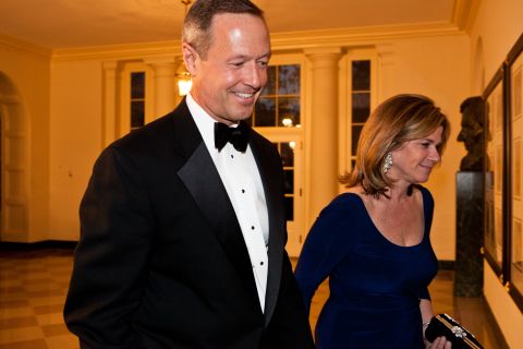 O'Malley and his wife Katie O'Malley arrive for a State Dinner in honor of British Prime Minister David Cameron at the White House on March 14, 2012.