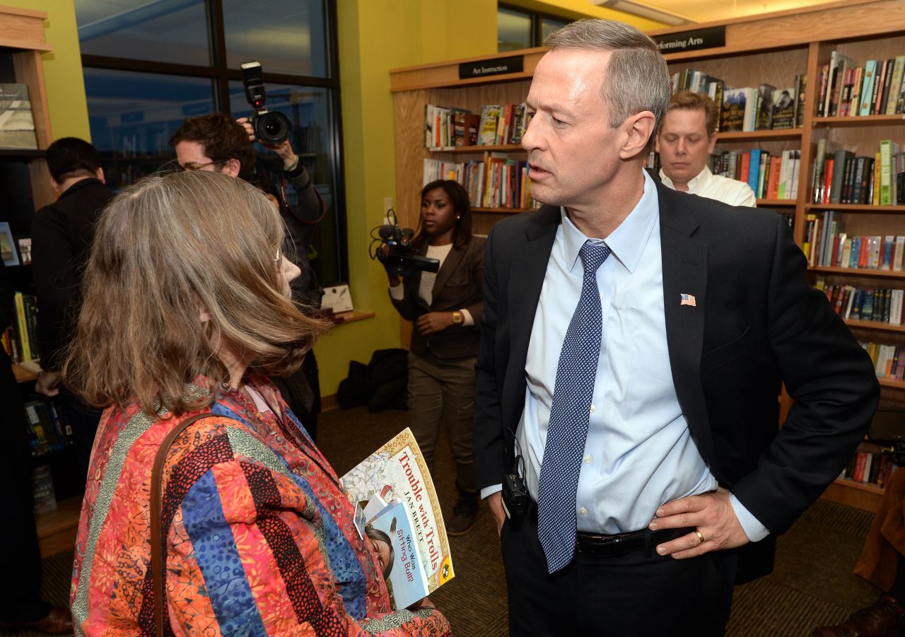 O'Malley speaks at a Democratic fundraiser at Gibson's Bookstore and True Brew Cafe on March 6 in Concord, New Hampshire.