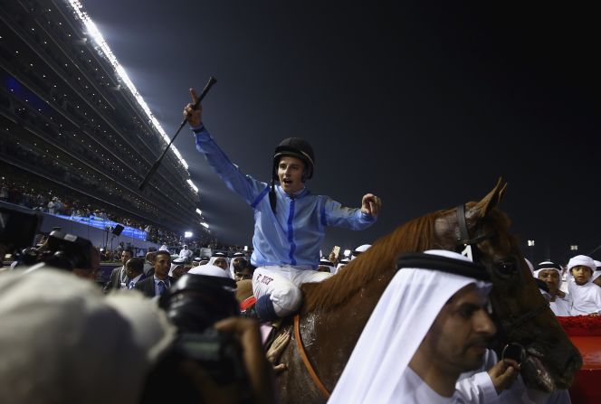 The eight year old was ridden by William Buick, who was last at the half way point but stormed into the lead in the final stretch.