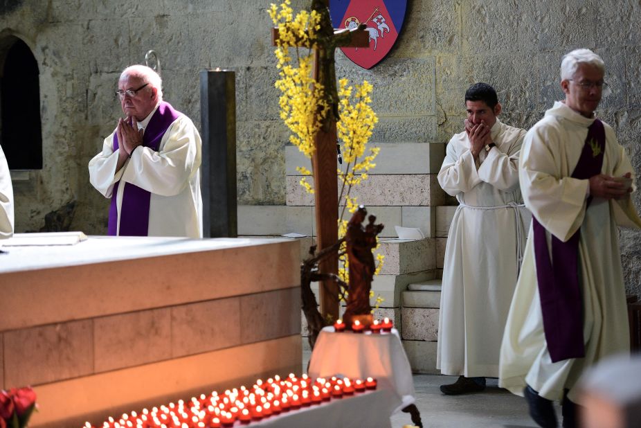 A memorial service is held at the Notre Dame du Bourg cathedral in Digne-les-Bains, France, on March 28.
