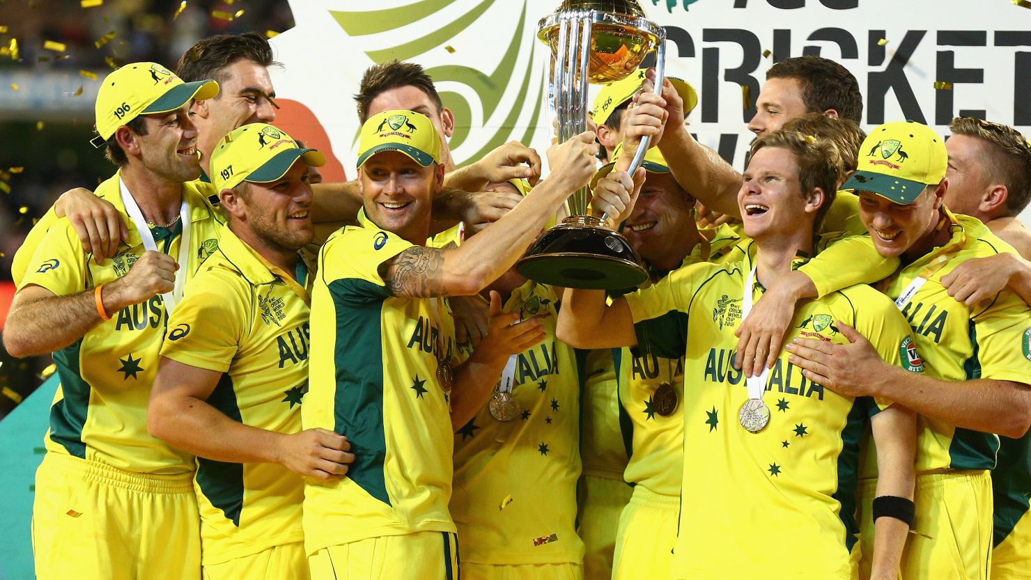 Michael Clarke and the Australia team lifted the World Cup after a seven-wicket win over New Zealand.