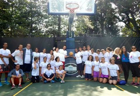 A delegation from PeacePlayers was invited to the White House last October. They played on the President's court much to the delight of those involved.