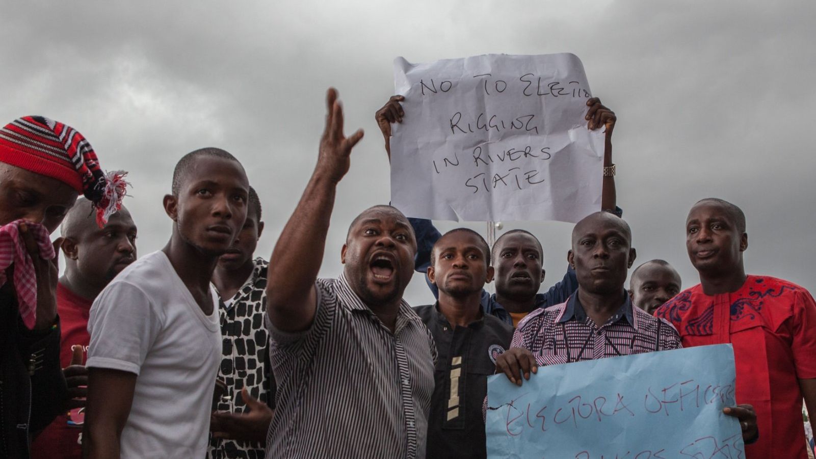 After protests in Rivers state, Buhari's All Progressives Congress demanded the elections there be canceled.