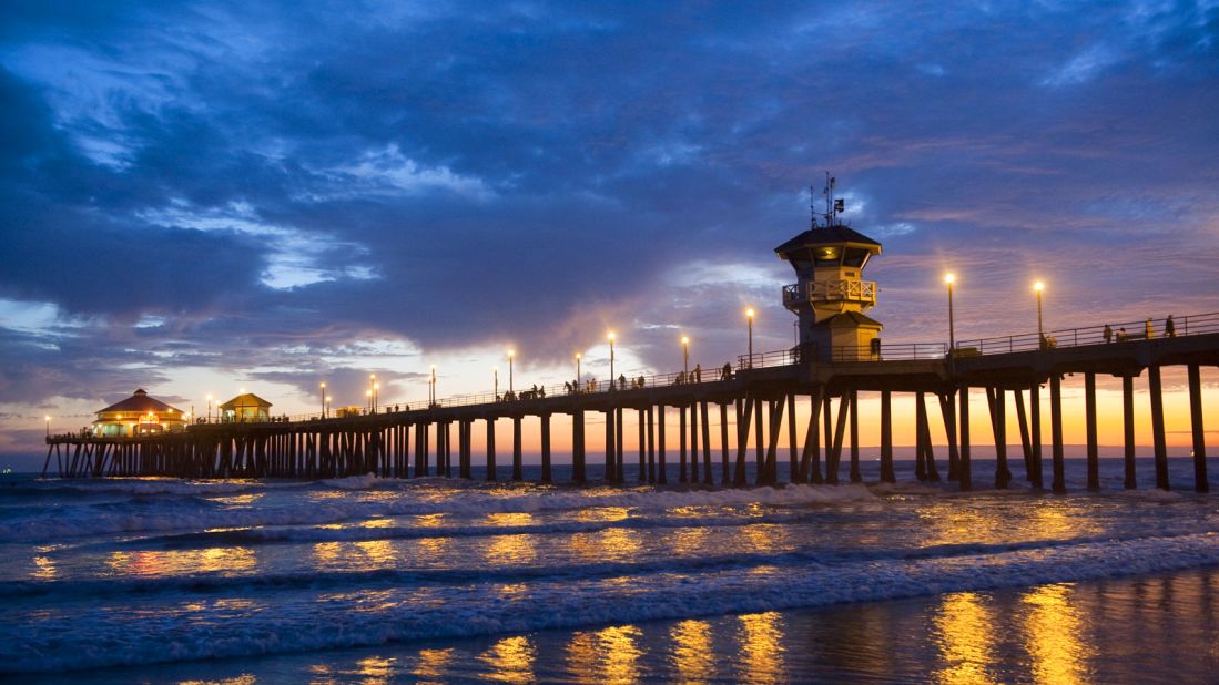 Huntington Beach has been legally declared "Surf City, USA." Beginners should avoid surfing near the pier though.