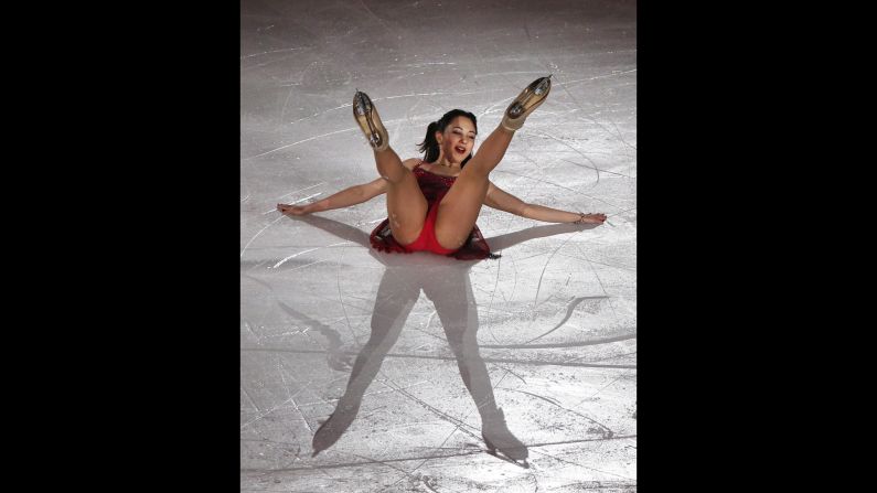 Elizaveta Tuktamysheva falls during an exhibition event Sunday, March 29, in Shanghai, China. It likely didn't damper her weekend, however, as the Russian figure skater won her first world title the day before.