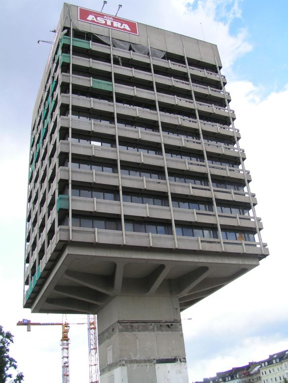 The Astra Tower in Hamburg housed the brewery that made Astra beer. The gravity defying landmark was eventually demolished and replaced by a less exciting generic office tower.