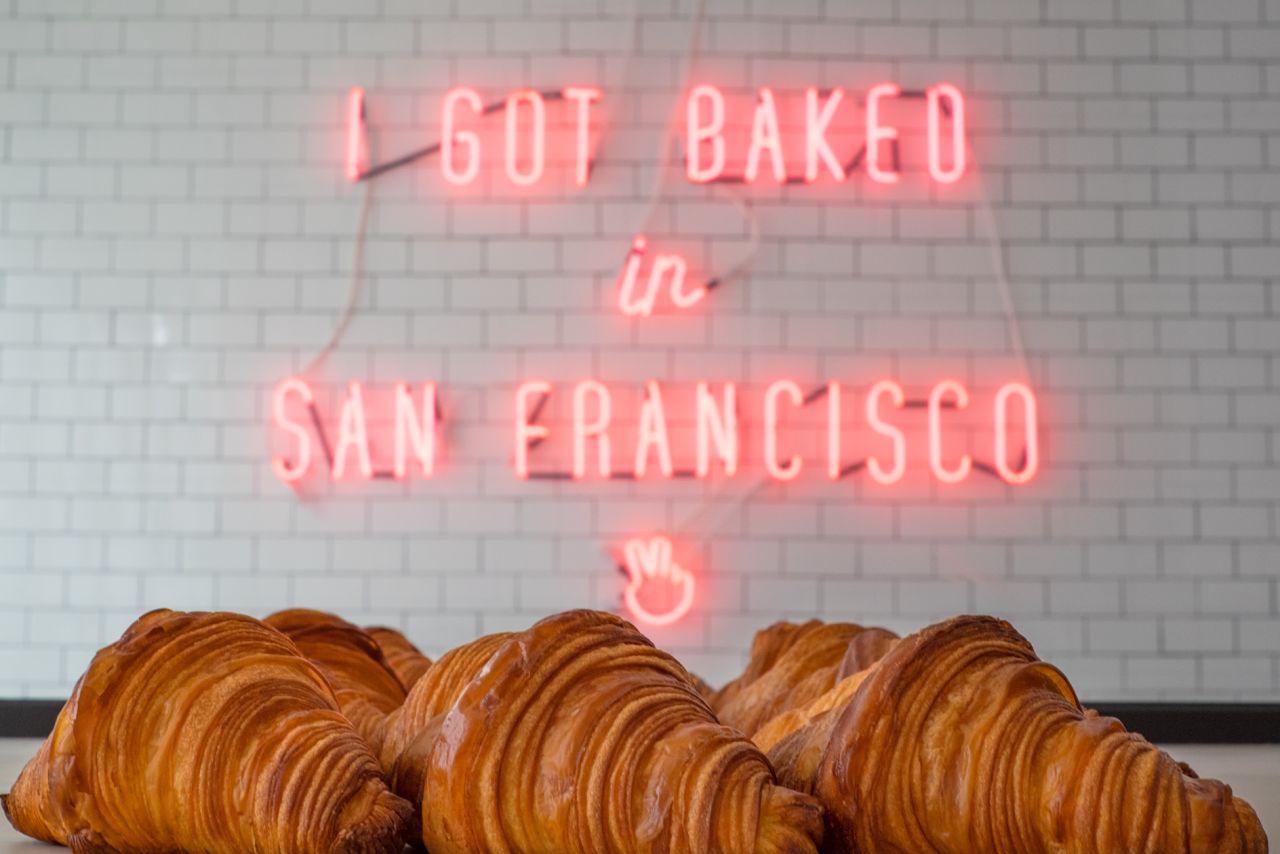 It's no Golden Gate Bridge but the neon sign inside Mr. Holmes Bakehouse has become a popular backdrop for visiting Instagrammers. There are no tables or chairs in the shop, it's take-out only. 