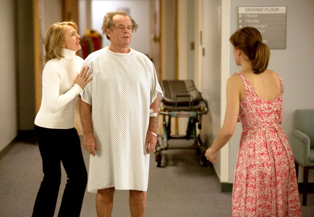 Something had to give in terms of traditional hospital gown design. Diane Keaton, Jack Nicholson and Amanda Peet, from the film "Something's Gotta Give."
