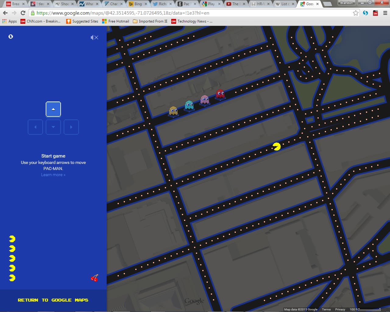 You can play Pac-Man inside Google Maps, from mobile or desktop
