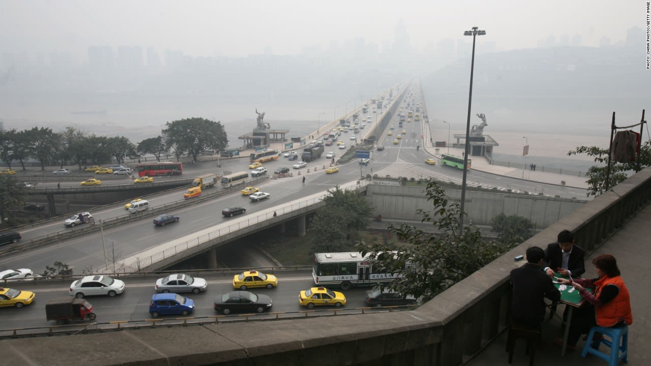 The southwest Chinese city of Chongqing is built on several rivers and mountains, and its road network is full of bridges and tunnels -- all of which contribute to a buildup of traffic.